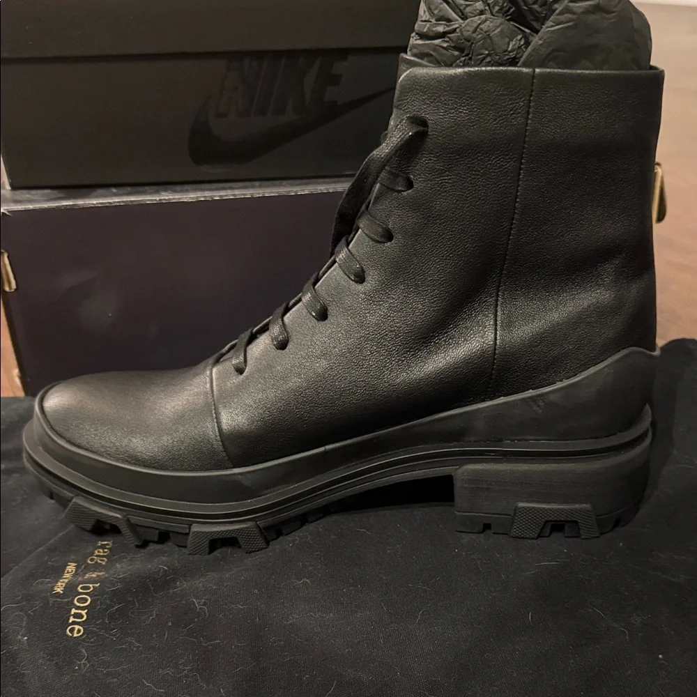 Brand New Rag & Bone Lace Up Genuine Leather Combat Boots - Picture 7 of 8